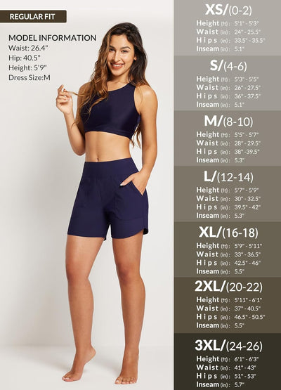 BALEAF Damen Badeshorts Bauchkontrolle UPF50+ Badehose Schnell Trocknend Schwimmhose Hohe Taille Boa