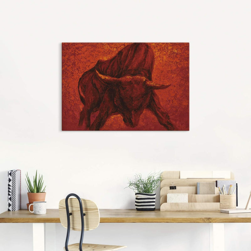 Artland Leinwandbild Wandbild Bild auf Leinwand 70x50 cm Wanddeko Stier Tiere Spanien Stierkampf Kat