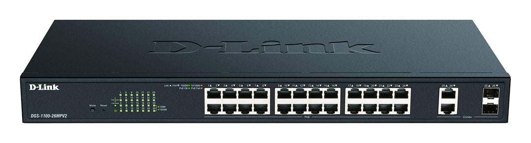 D-Link DGS-1100-26MPV2/E 26-Port Gigabit Max PoE Smart Switch (26 x 10/100/1000 Mbit/s, davon 24 PoE