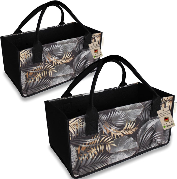 2 Stück Filztaschen Einkaufstasche Kaminholztasche Kaminholzkorb Filz Zeitungsständer Zeitungskorb (