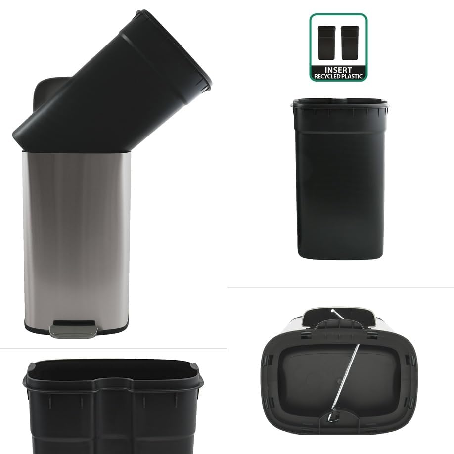 Spirella Mülleimer, Abfalleimer, Treteimer für die Küche, 50 Liter, Softclose, Inneneimer aus Kunsts