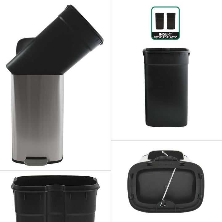 Spirella Mülleimer, Abfalleimer, Treteimer für die Küche, 50 Liter, Softclose, Inneneimer aus Kunsts