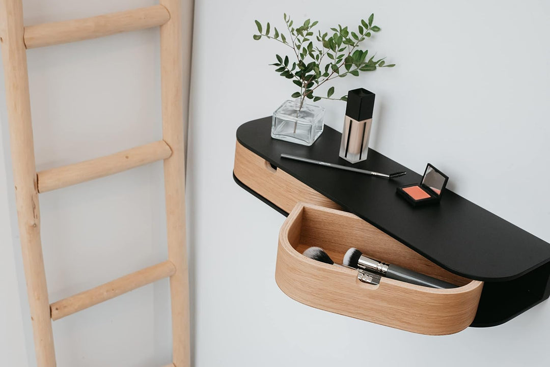 Valiai Schwebendes Regal mit 2 Schubladen - Kleine Wandschubladen Hängend - Schwebendes Wandregal mi