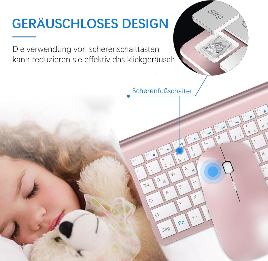 Tastatur Maus Set Ultra Slim, TopMate 2,4G Stille Compact USB 2400DPI Maus und Schissschalter Tastat