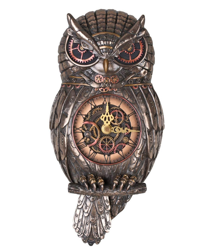 Steampunk Wanduhr Eule Dekouhr Braun Tierfigur Hängeuhr Uhr Uhu Wandfigur Vogel Figur wu77195a4 Pala