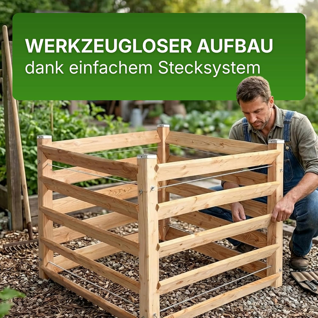 Moderner Komposter Single ca. 80x100 cm Höhe 80 cm aus Lärchenholz Massivholz Steckkomposter Kompost