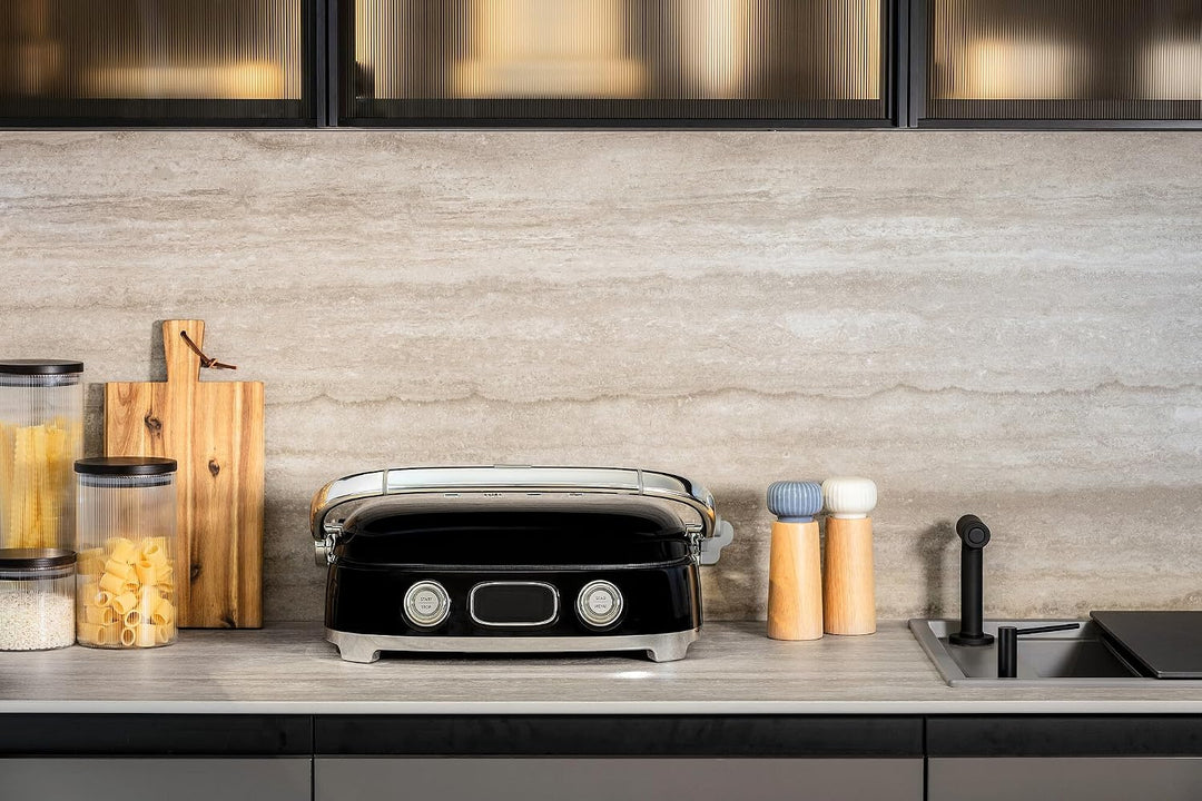 Smeg, MGF01BLEU, Elektrischer 3-in-1-Multifunktionsgrill, Schwarz, Schwarz