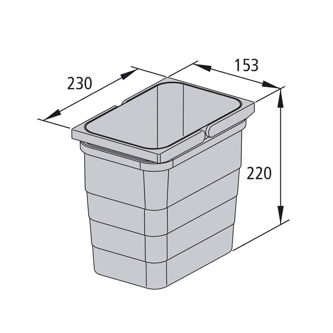 eins2vier Abfallsammler Höhe: 220 mm Volumen 5,5 Liter 153 x 230 mm alugrau 5175.10 Mülleimer Abfall