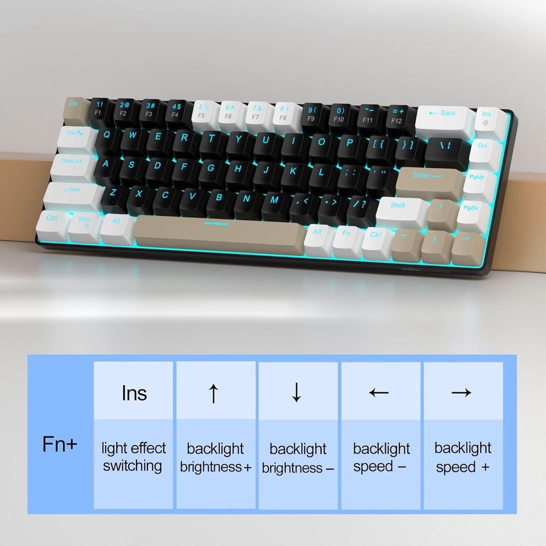 MageGee MK-Box Tragbare 60 % mechanische Gaming-Tastatur, LED-Hintergrundbeleuchtung, kompakt, 68 Ta
