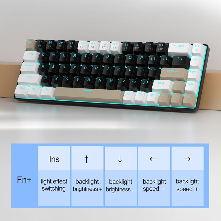 MageGee MK-Box Tragbare 60 % mechanische Gaming-Tastatur, LED-Hintergrundbeleuchtung, kompakt, 68 Ta