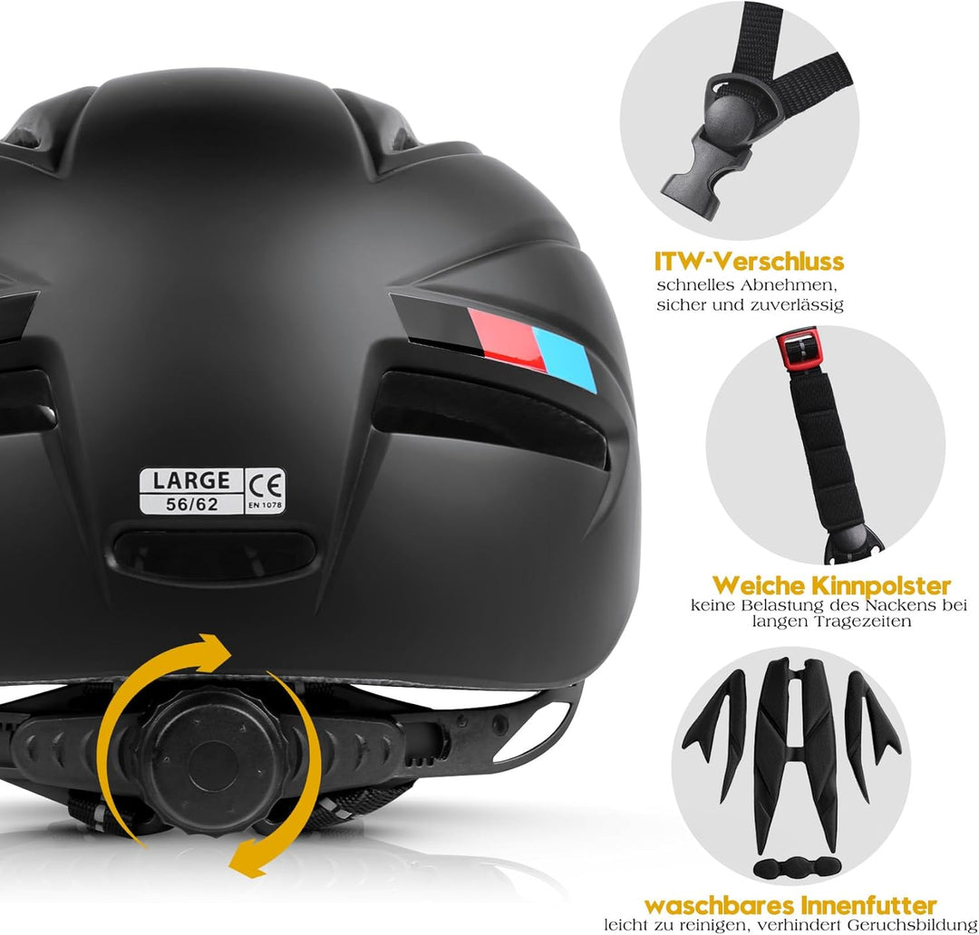 Fahrradhelm Herren Damen mit Abnehmbarem Magnetischem Visier, Ultraleichter Verstellbarer Bike Helm,