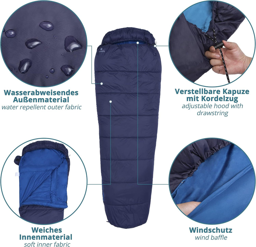 valuents Outdoor Schlafsack 215cm– Ultraleicht und warm mit Mikrofaser Füllung: 3-4 Jahreszeiten (30