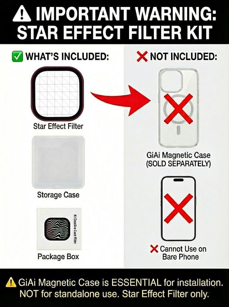 Sternfilter 6 Punkte Starburst für iPhone 17 Pro/Pro Max, Spezialeffekt Kamera Filter Handy [ERFORDE