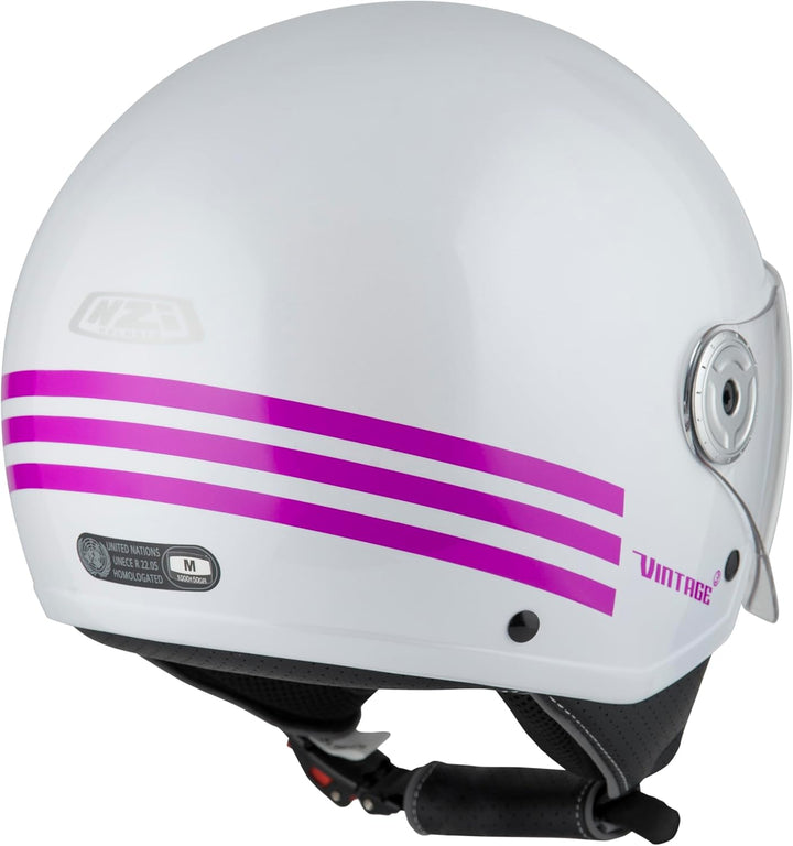 NZI Unisex-Adult Vintage 3 Helmet L TRIBAND PEARL WHITE&PINK, L TRIBAND PEARL WHITE&PINK