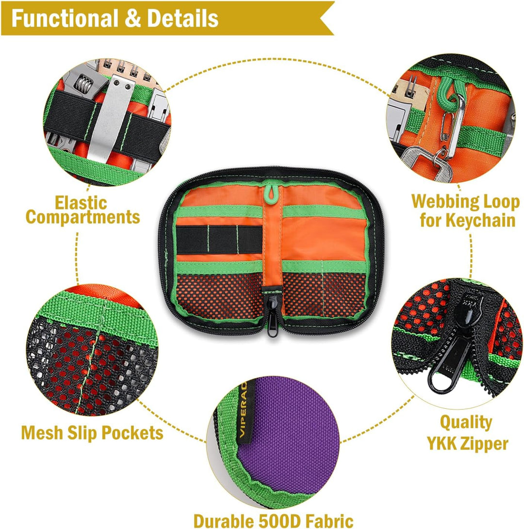 VIPERADE VE10 EDC Pouch Kleine Werkzeugtasche mit 10 Fächern, EDC Tasche mit Klettfläche für DIY Pat