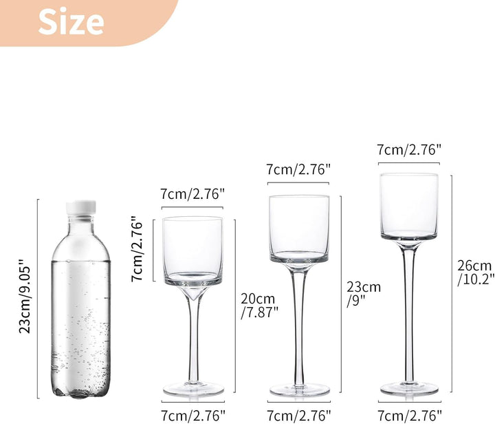 Nuptio Teelichthalter 3 Stück Glas Kerzenhalter für Teelicht & Schwimmkerzen Hohe Elegante Stumpenke