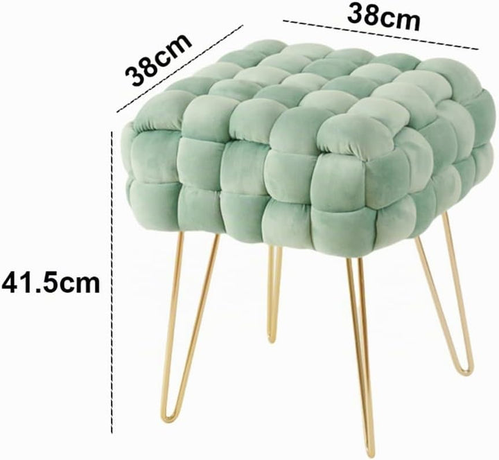 Zedelmaier Moderner Velvet Kosmetik Hocker, Quadratisch Ottoman-Fusshockermit goldfarbenen Metallbei