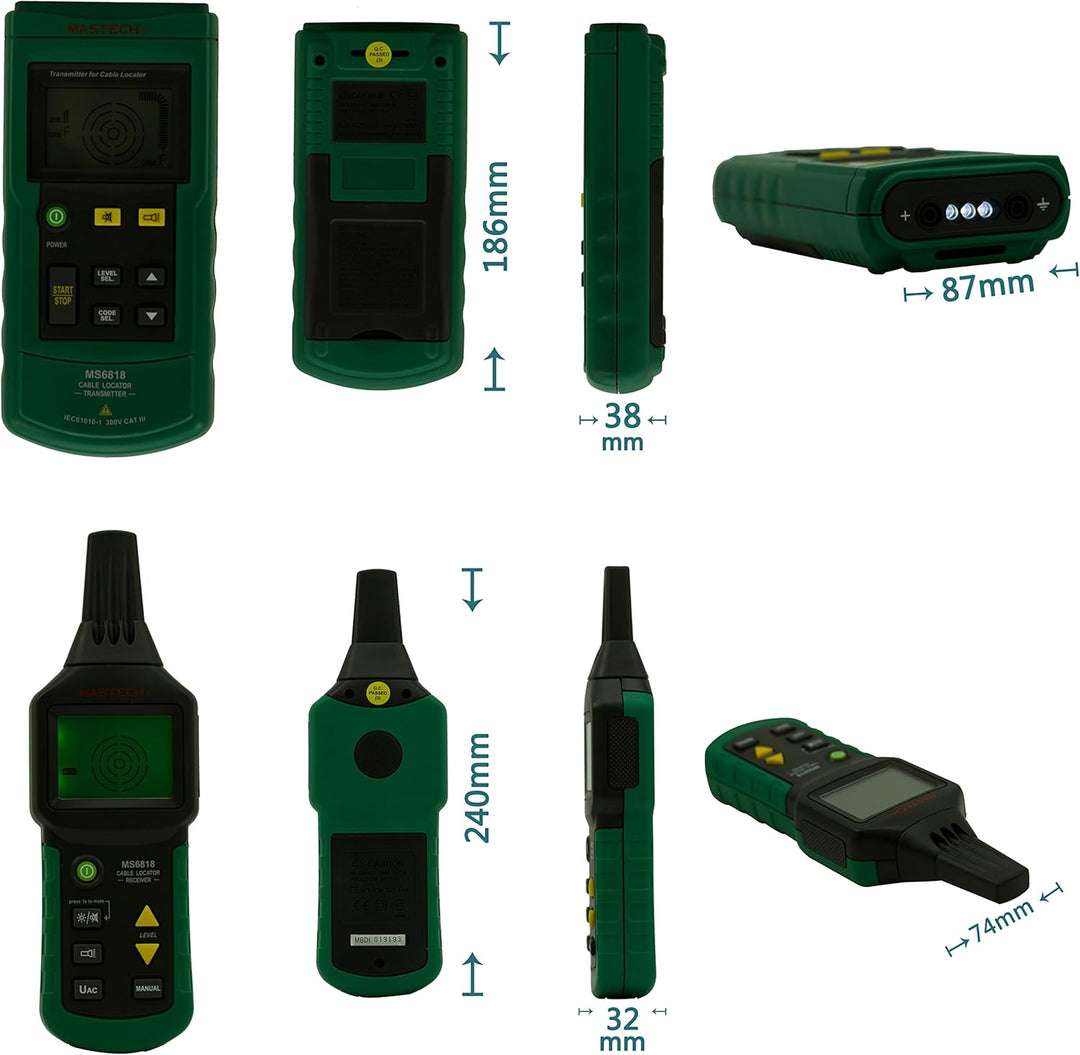 Mastech MS6818 Tragbare Profi Digital Leitungssuchgerät Kabelfinder Detektor