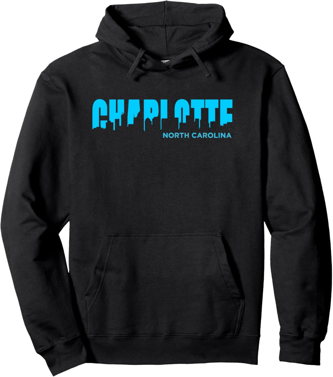 NC Charlotte Silhouette Skyline Art Queen City Souvenir Gift Pullover Hoodie