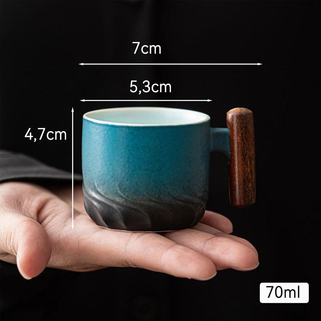 ERBO 2er Set Espressotassen 70 ml, Premium Espresso Tassen mit Henkel, Mini Teetasse Kaffeetasse aus