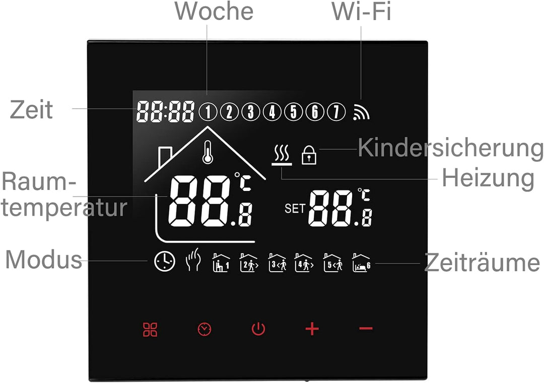 Thermostat Fussbodenheizung Smart für Wasser Fussbodenheizung, Beok WiFi Raumthermostat Digital Heiz