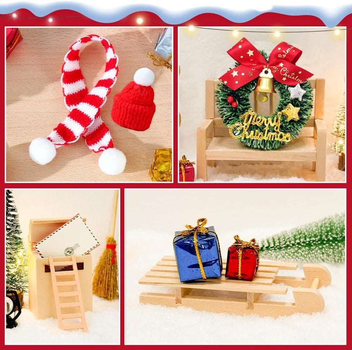 Wichteltür Set - 46PCS Wichtel Zubehör mit Licht, Wichtel Zubehör Baustelle, Wichteltür Komplettset