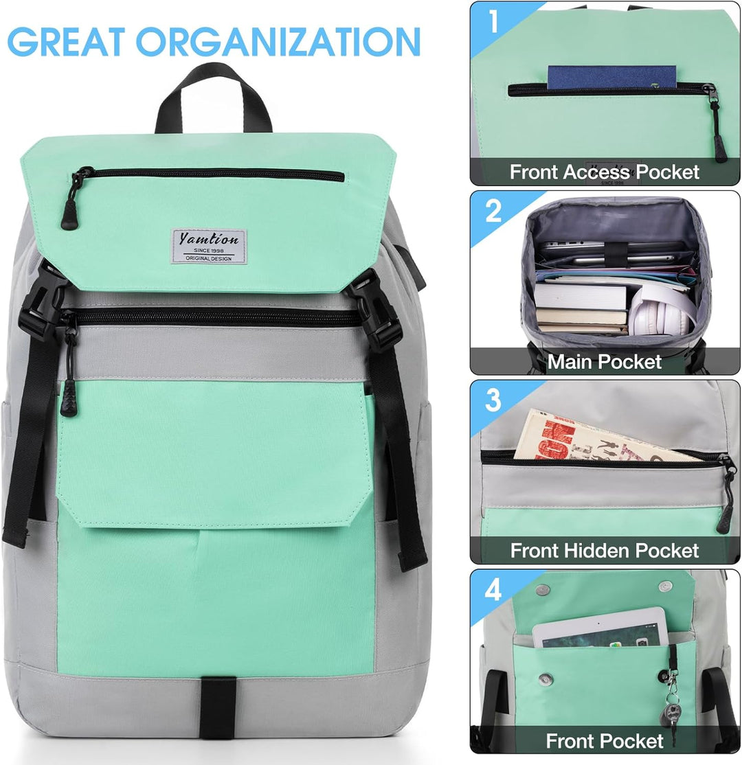 YAMTION Rucksack Teenager Mädchen mit 17 Zoll Laptopfach Schultasche Jungen Schulranzen Rucksack Lap