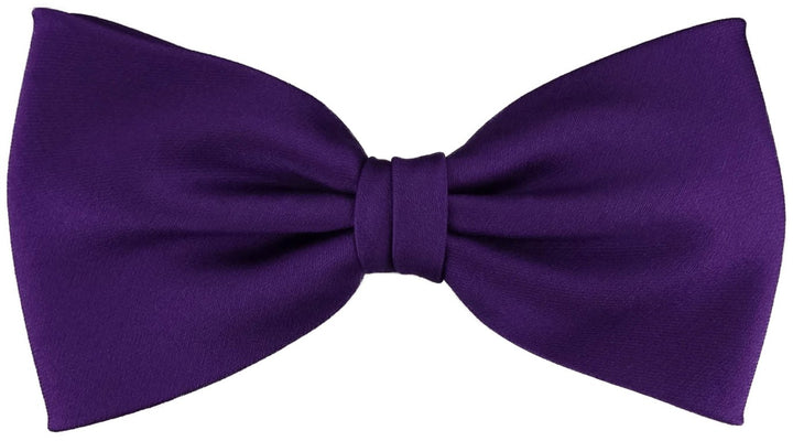 TigerTie vorgebundene Satin Fliege - Farbe Uni einfarbig + Geschenkbox, Dunkles Lila Violett