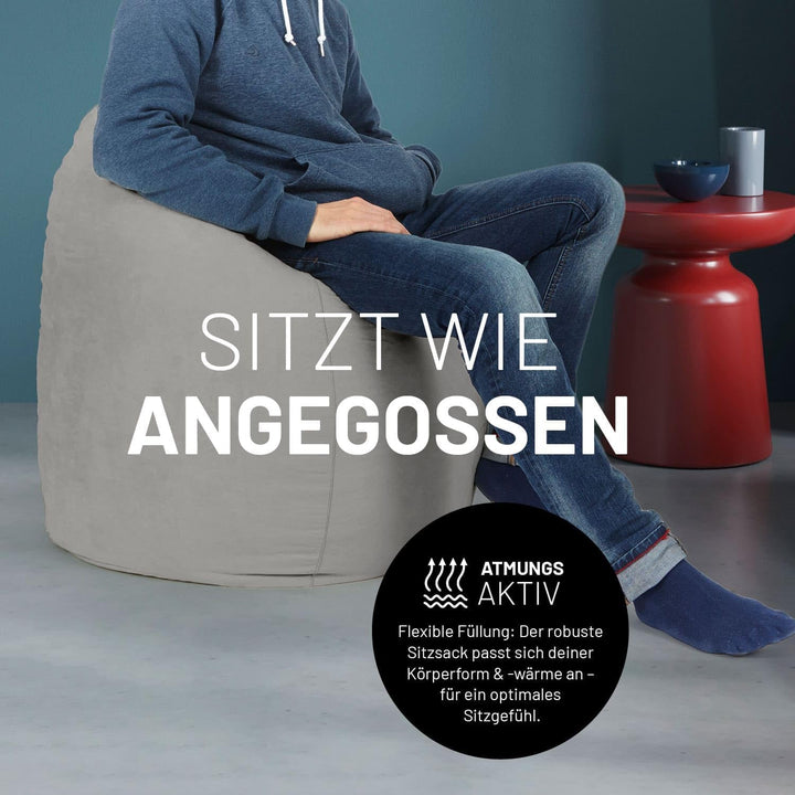 Lumaland Sitzsack Luxury 60x45cm | Microvelours Beanbag mit extra weichem & robustem Stoff | Für Erw