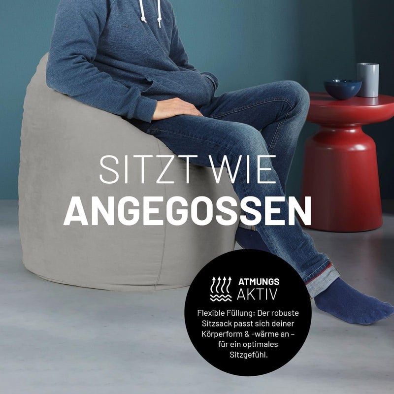 Lumaland Sitzsack Luxury 60x45cm | Microvelours Beanbag mit extra weichem & robustem Stoff | Für Erw