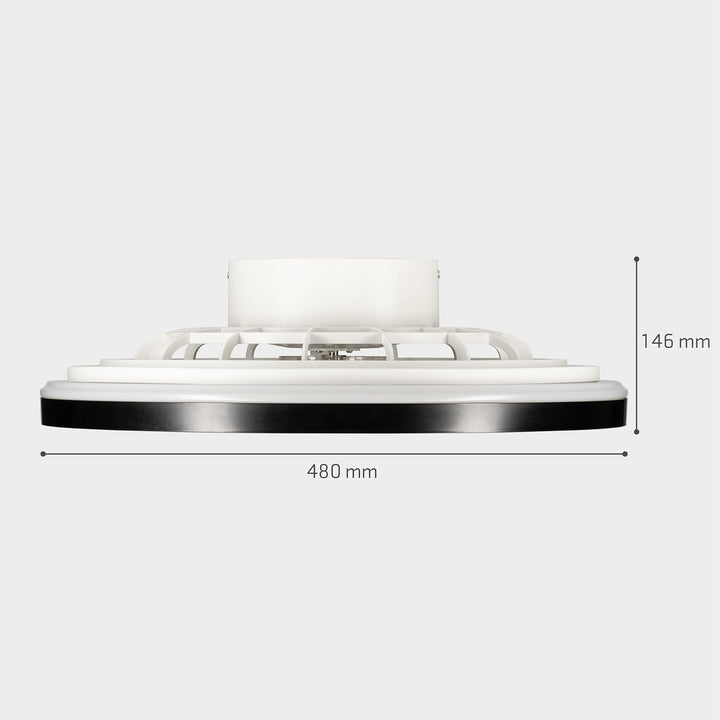 Proventa Deckenventilator mit Beleuchtung 45W - Ø 48cm, dimmbare LED Deckenleuchte mit Ventilator, w