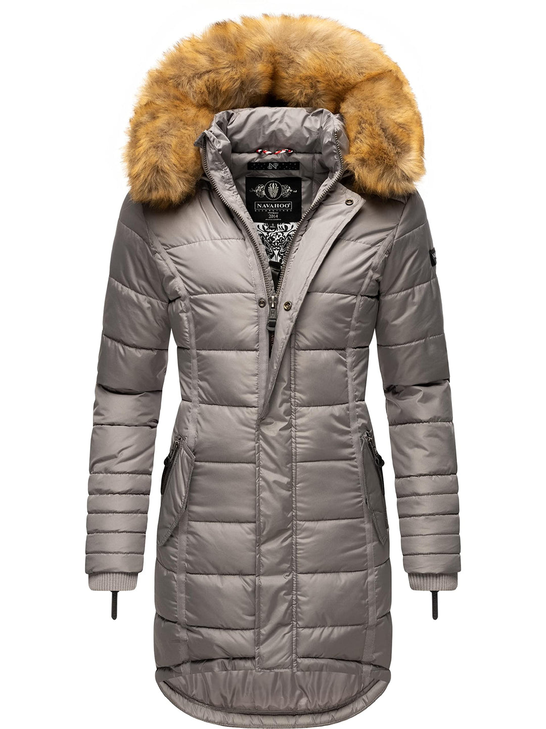 Navahoo Damen Warmer Winter Steppmantel Papaya XS-XXL S Zinc Grey, S Zinc Grey