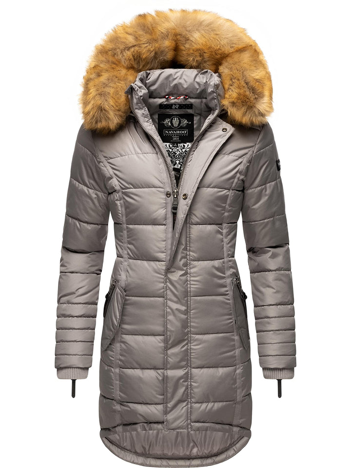 Navahoo Damen Warmer Winter Steppmantel Papaya XS-XXL S Zinc Grey, S Zinc Grey