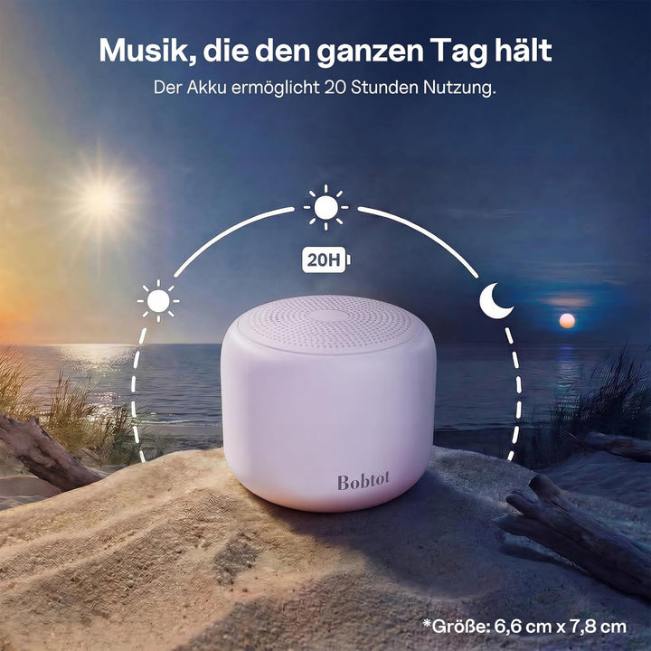 Bobtot Tragbarer Bluetooth-Lautsprecher, kabelloser wasserdichter Lautsprecher mit lautem Stereo-Sou