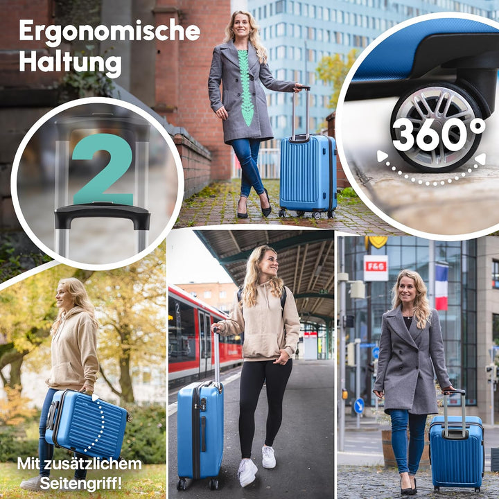 ABS Hartschalenkoffer - Ergonomisch &amp; Sicher - Mittelgrosser Trolley Koffer mit 360° Rädern, Zahlen-