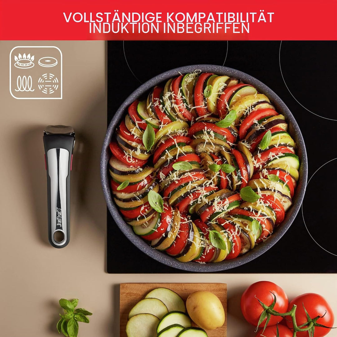 Tefal Ingenio Natural On Kochgeschirr, 4-teilig, stapelbar, Antihaftbeschichtung, Induktion, L766925