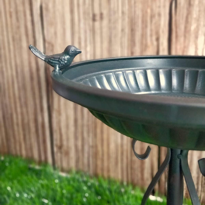 DARO DEKO Metall Vogel-Tränke anthrazit 68cm Vogelbad Wassertränke Gartendekoration