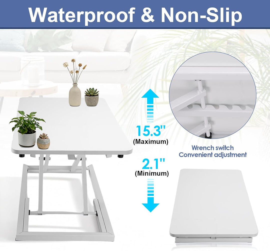 Gugxiom Stehpult-Konverter Höhenverstellbar, 60CM Einzel-Stehpult-Aufsatz für Ergonomische Sitz-Steh
