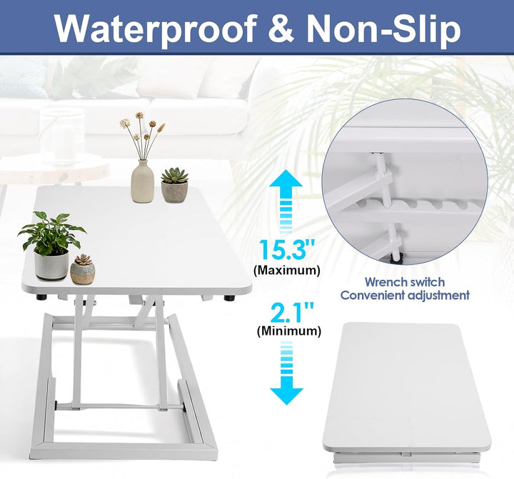 Gugxiom Stehpult-Konverter Höhenverstellbar, 60CM Einzel-Stehpult-Aufsatz für Ergonomische Sitz-Steh