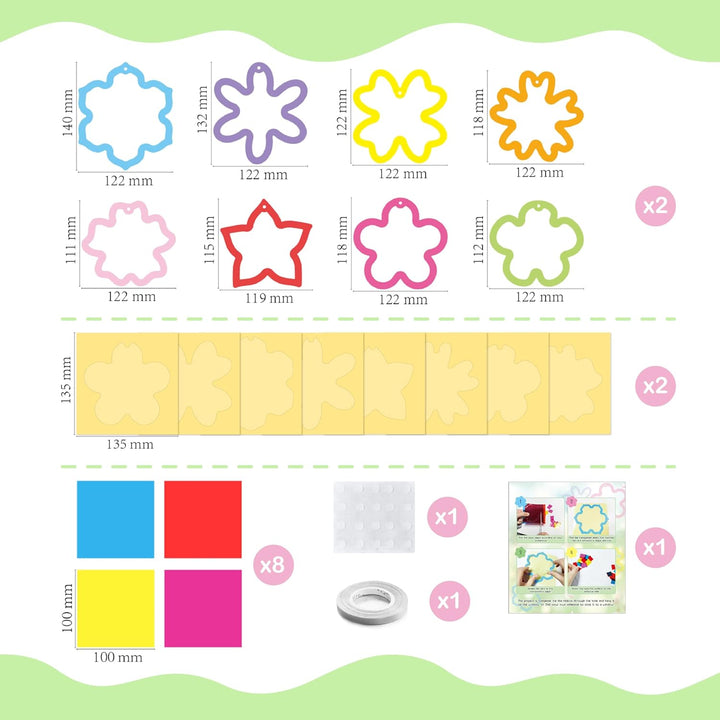 Bastelset Frühling Kinder,16 Stück Blumen fensterbilder basteln,Frühling Bastelset Farben,DIY fenste