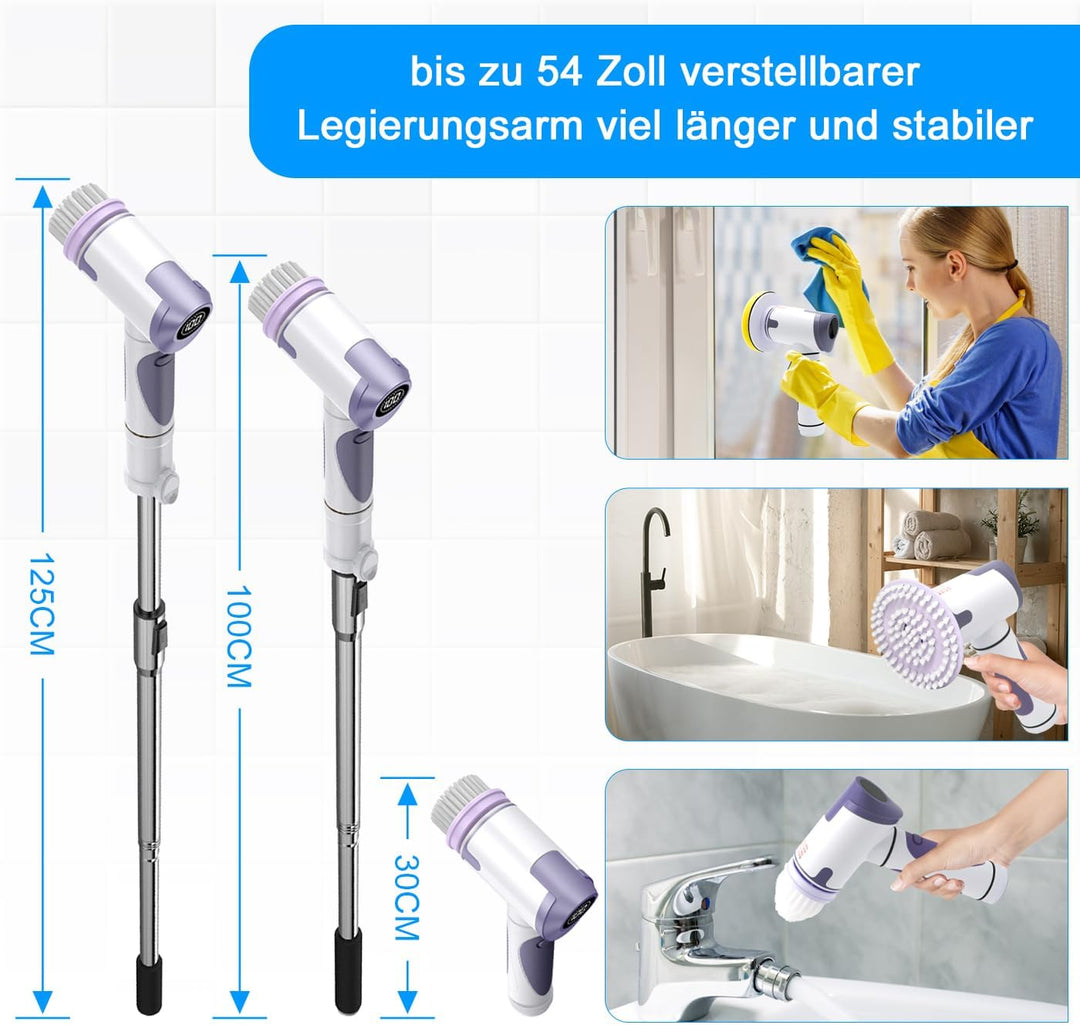 Electric Cleaning Brushes with 5 Interchangeable Brush Heads and 2 Adjustable Speeds, Cordless Handh