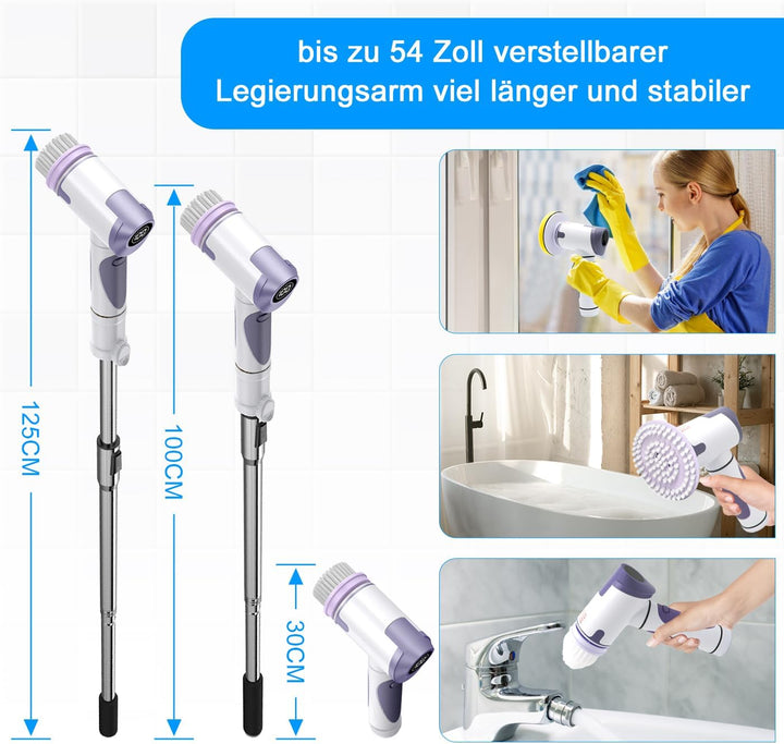 Electric Cleaning Brushes with 5 Interchangeable Brush Heads and 2 Adjustable Speeds, Cordless Handh