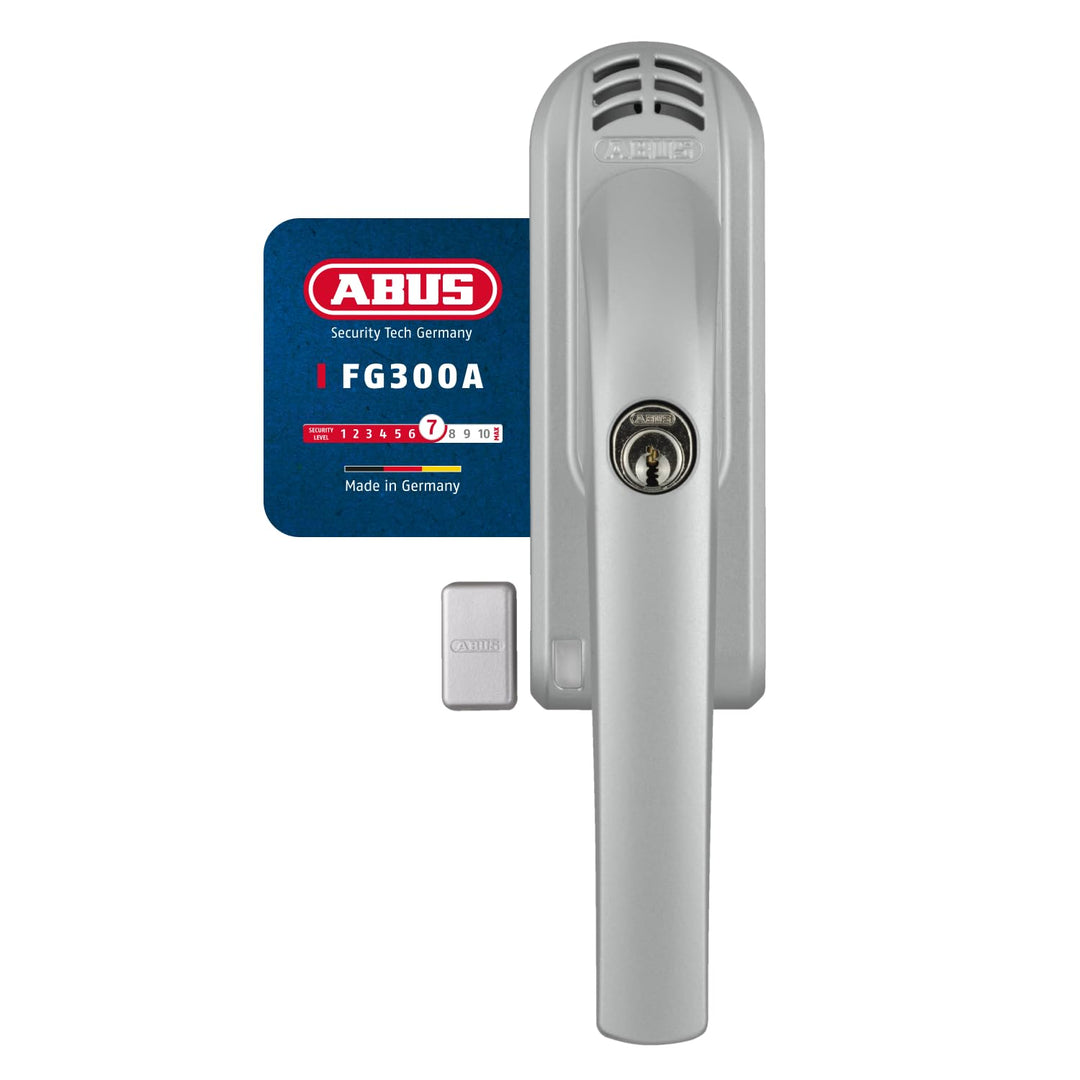 ABUS Abschliessbarer Fenstergriff FG300A AL0145 - Fensterknauf mit Druckzylinder und Alarmfunktion,