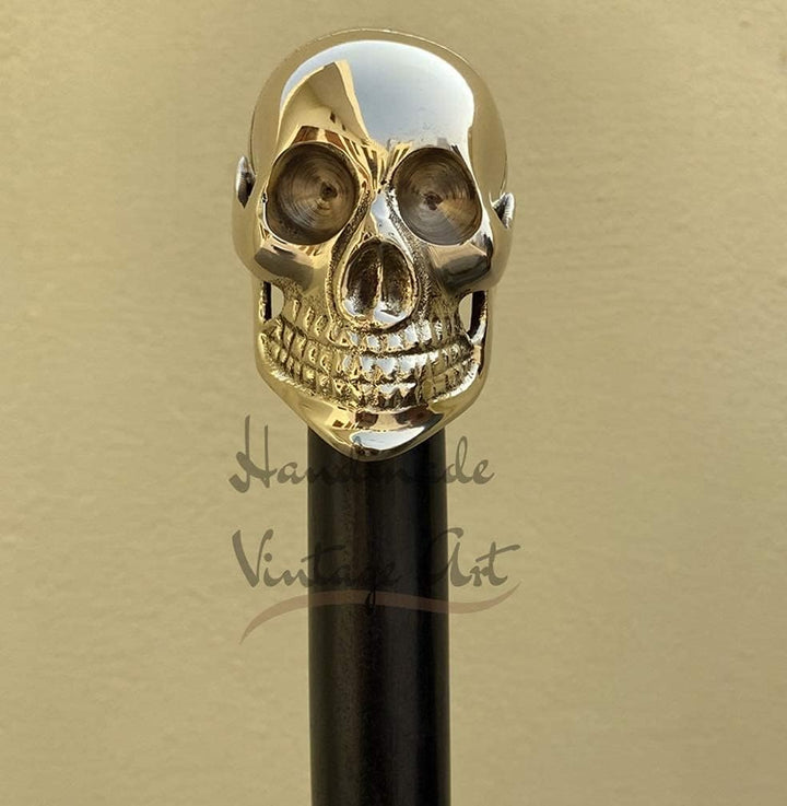 Samara Nautical Gehstock mit Totenkopf-Motiv, aus Holz, Vintage-Design, Schwarz