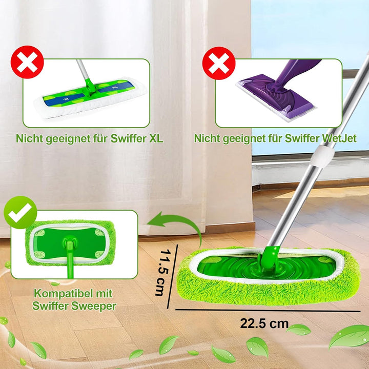 16 Stück für Swiffer Bodentücher Tücher Mikrofaser Set, Waschbare Mikrofaser Bodentücher,Feucht- und