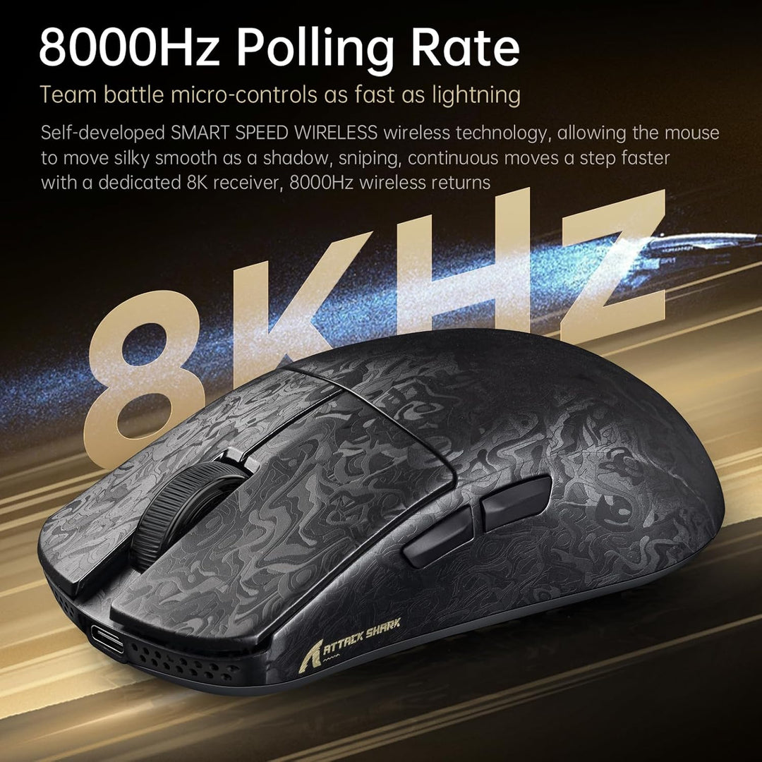 MAMBASNAKE x Attack Shark R11 Ultra Carbon Fiber Wireless Gaming Mouse, 8000Hz, 49g Superlight, 4200