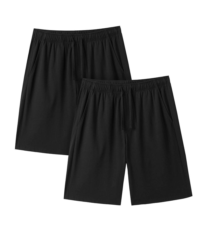 LAPASA Herren Pyjama Shorts mit Taschen, 2er Pack Pyjamahose Schlafshorts Baumwolle Kurze Schlafanzu