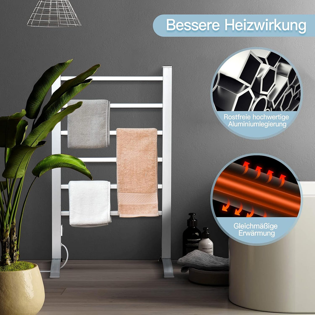 COSTWAY Handtuchheizkörper elektrisch 53 x 86 cm, 2 in 1 Badheizkörper & Handtuchhalter, Handtuchtro
