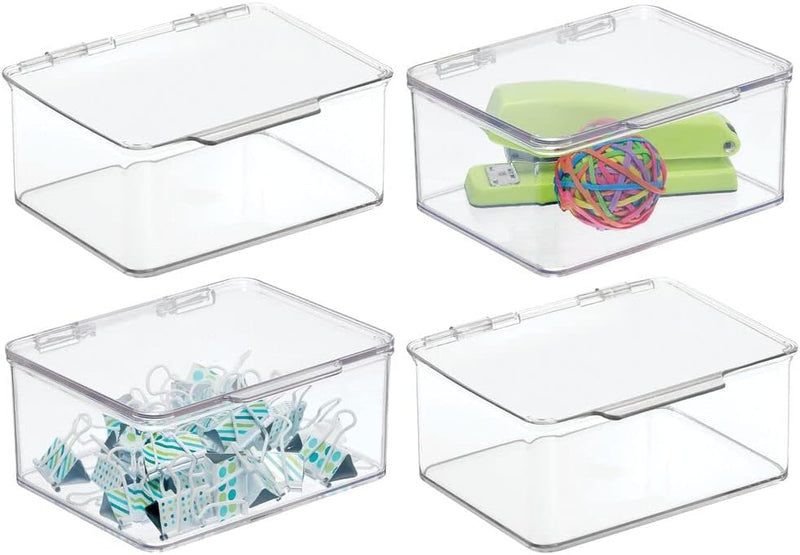 mDesign 4er-Set Schreibtisch Organizer – stapelbarer Büro Organizer aus BPA-freiem Kunststoff – klei