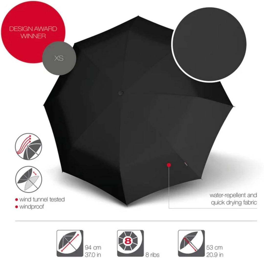 Knirps X1 Taschenschirm 18 cm 90cm Black Superthin, 90cm Black Superthin